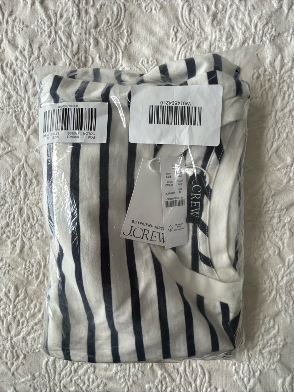 J. Crew Boyfriend Jersey T-shirt in Navy Stripe - Picture 10 of 10